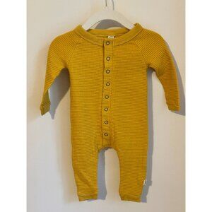Baby Mustard Yellow Nui Organic Waffle Knit Footless Romper 3-6m